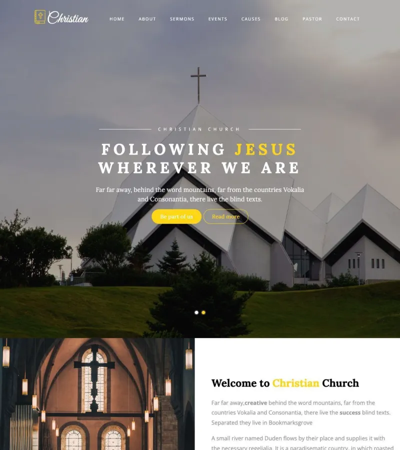christian website template desktop screenshot