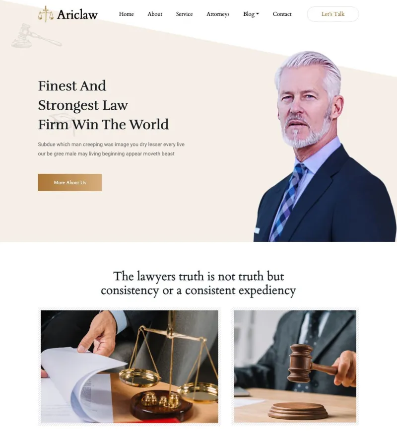 Ariclaw website template desktop screenshot