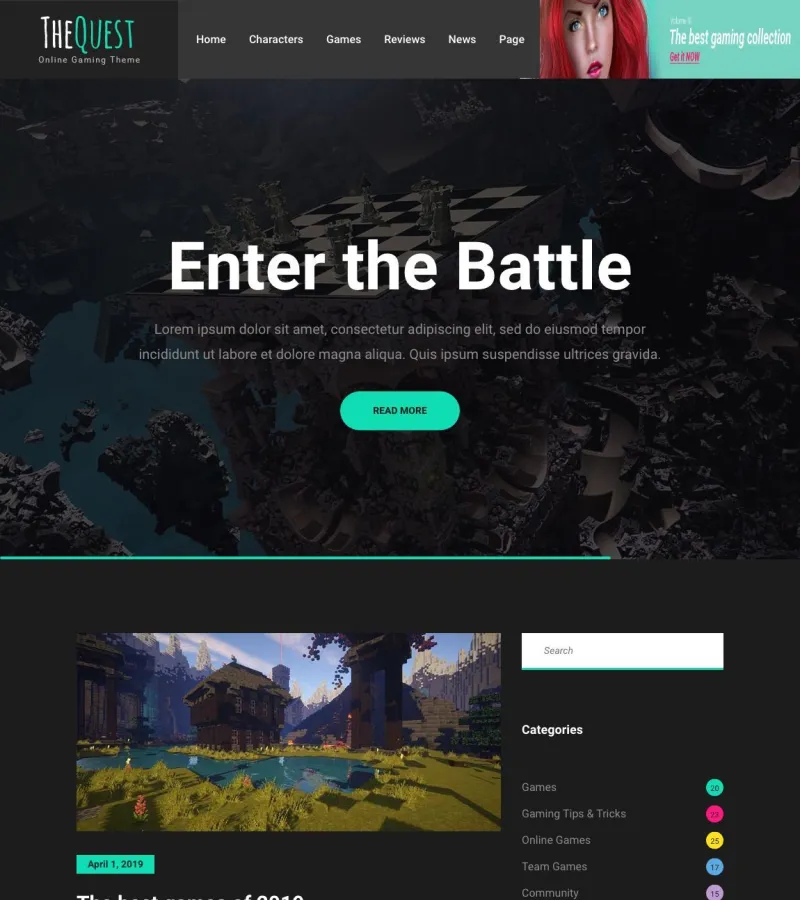 the-quest website template desktop screenshot