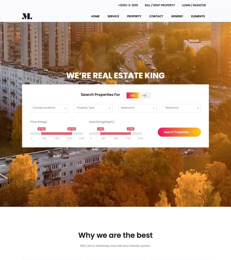 real-estate website template desktop screenshot