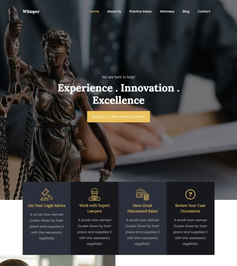 Whisper website template desktop screenshot
